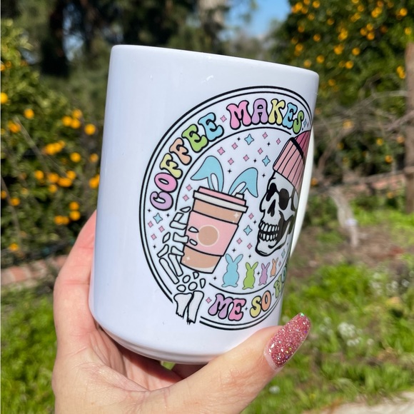 Coffee makes me so hoppy skeleton spring 15oz coffee mug - Picture 4 of 4